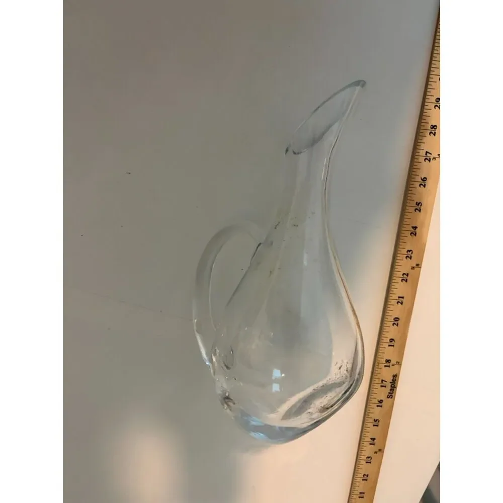 clear glass slanted tipsy pitcher decanter with handle